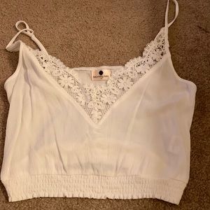 Showpo Australian white lace trim cami crop size 10